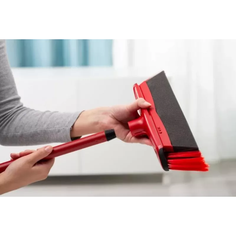 Vassoura de chão VILEDA 143703 com cabo, tecnopolímero, cerdas macias/duras, interior, 130 cm, vermelho