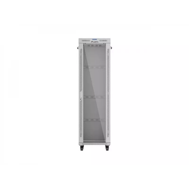 Armário rack de chão LANBERG 19 polegadas 42U 600×600 mm cinzento com porta de vidro e LCD (embalagem plana)