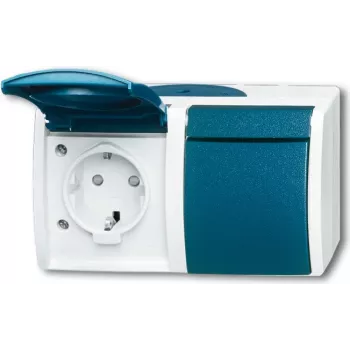 BUSCH JAEGER 20/2 EBW-53 - CEE 7/3 - 2P+E - azul - branco - IP44 - 250 V - 16 A