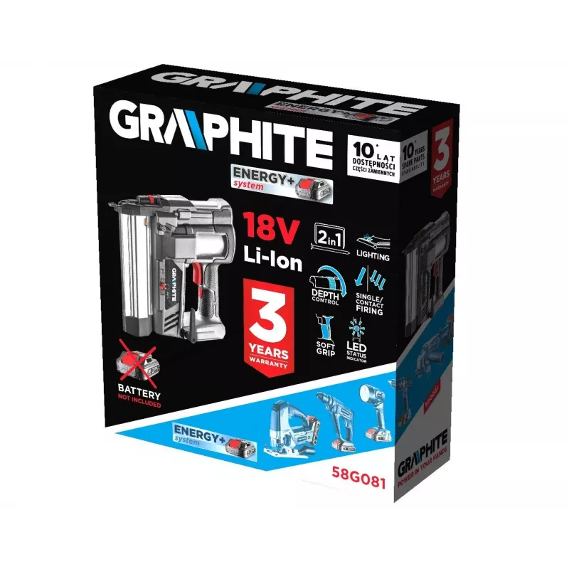 Graphite 58G081 Energy+ agrafador a bateria 2 em 1, 18 V Li-Ion, sem bateria