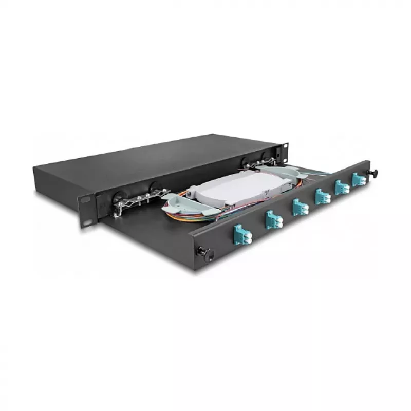 Caixa de fusão de fibra ótica DeLOCK 66998 preto metal 482x220x44mm