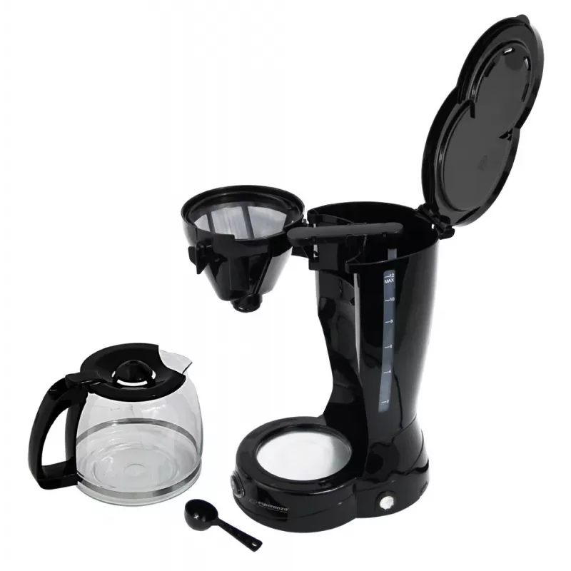 Máquina de café de filtro ESPERANZA EKC009, depósito de água de 1,5 l, 800 W, bancada, preto