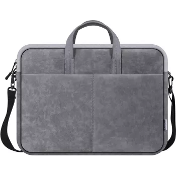 Mala toploader DEFENDER Solid para portáteis de 15,6 polegadas, poliuretano, cinzento, pega de transporte, alça removível