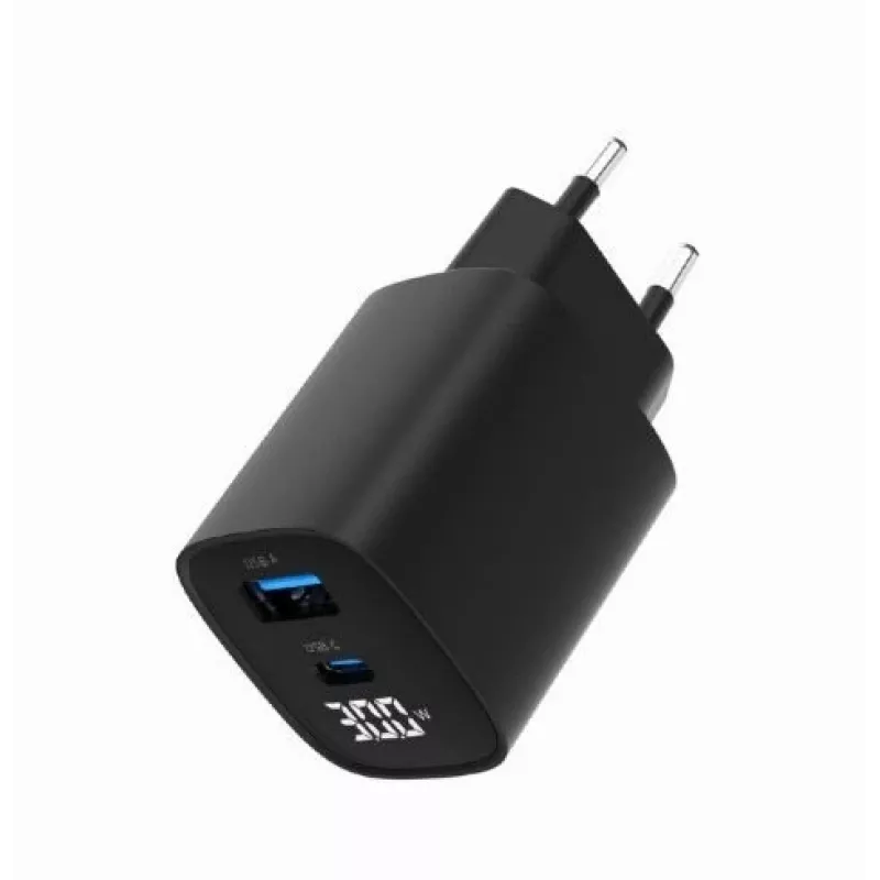 Carregador móvel Gembird TA-UC-PDQC30LCD-BK-01 carregamento rápido preto