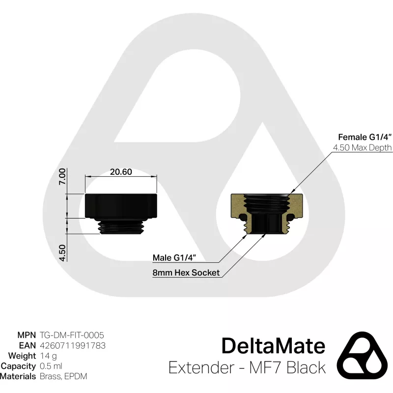 Extensor Thermal Grizzly DeltaMate - MF7 preto (TG-DM-FIT-0005)
