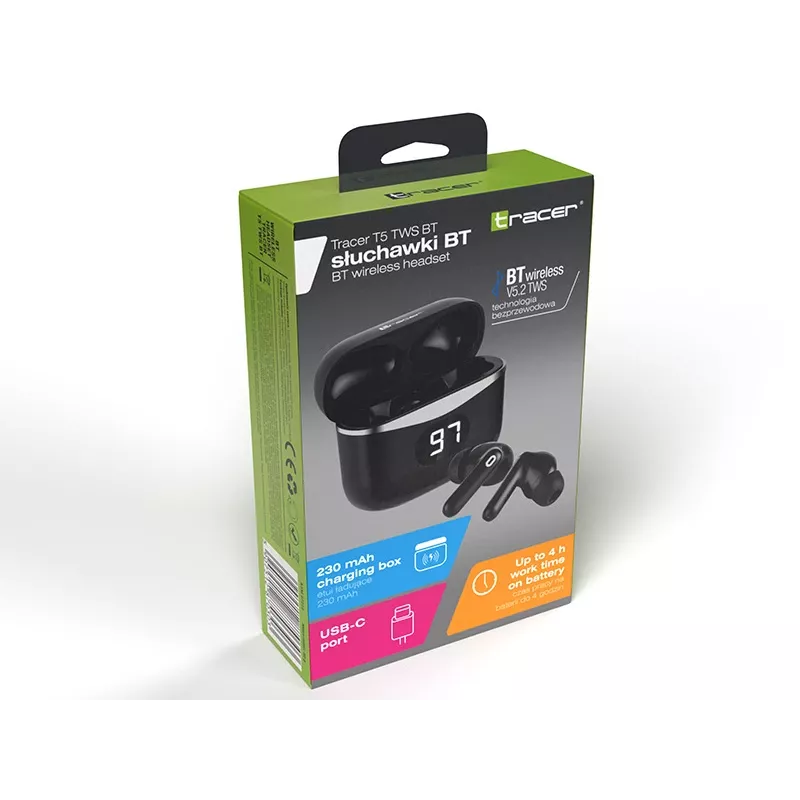 Auscultadores Tracer 47215 T5 TWS BT preto