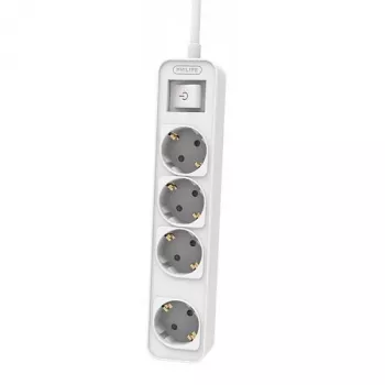 Extensão elétrica Philips Phil-CHP2144W/60 1,5 m, 4 tomadas AC, branca