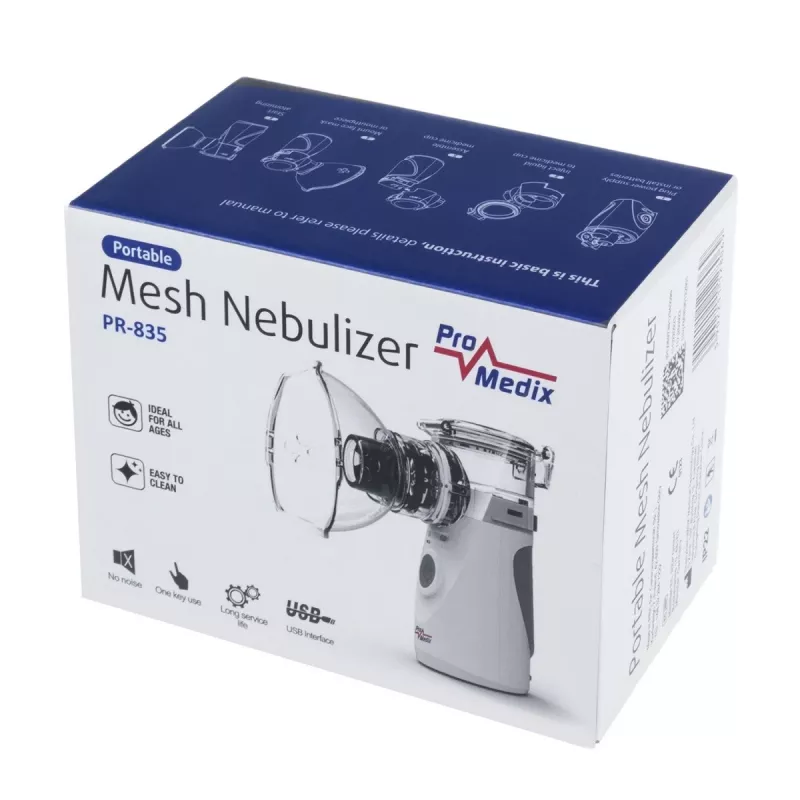 Nebulizador portátil Mesh ProMedix PR-835 Nebulizador USB, nebulizador portátil a bateria
