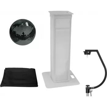 Conjunto de bola de espelhos EUROLITE 20000715 — bola de espelhos 30 cm com suporte de palco variável e cobertura preta