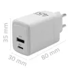 Carregador GaN 45W 5V 20V 1,5A 3A, 1x USB-C PD, 1x USB-A