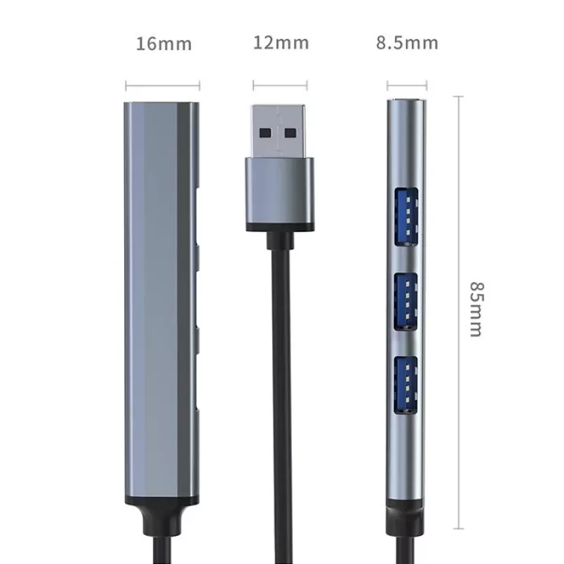 Hub USB QOLTEC 53793 — entrada USB 3.0, 3× portas USB 2.0