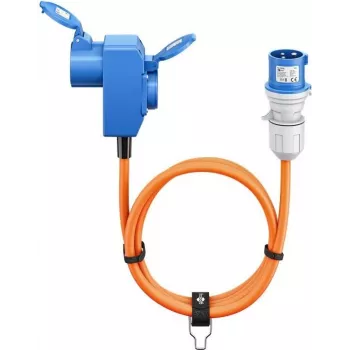 Goobay Cabo adaptador CEE ficha CEE para conector fêmea CEE a 90° e conector fêmea de contacto de proteção 5 m (76233)