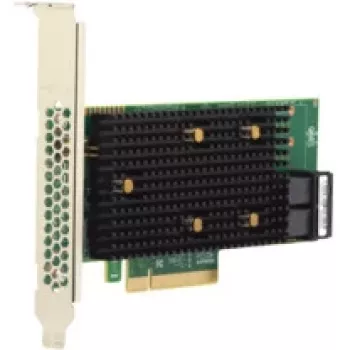 Placa de interface Broadcom HBA 9500-8i PCIe NVMe para SAS, 1 porta Mini-SAS interna, Full-Height/Low-Profile, cinzento/preto