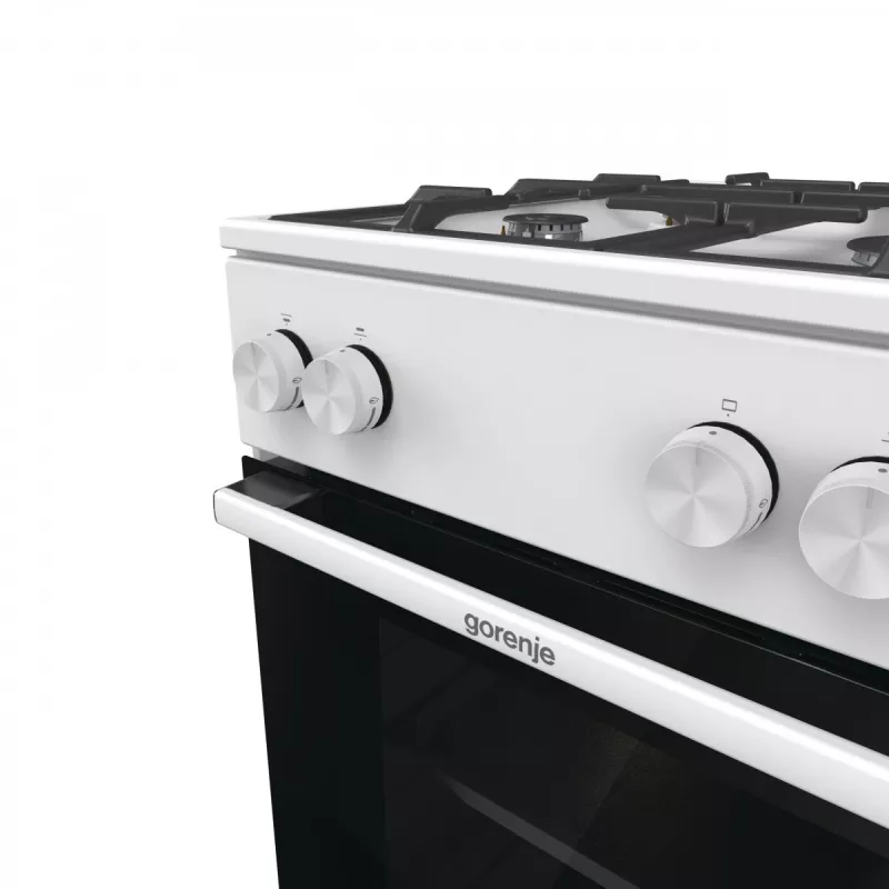 Fogão a gás independente com forno Gorenje GG5A10WFFM — placa de 4 bicos, forno de 70 l, superfície esmaltada, branco