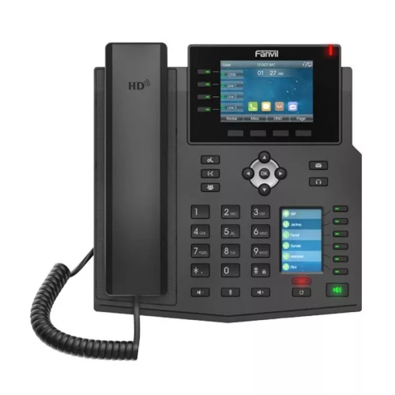 Telefone IP Fanvil X5U preto 16 linhas LCD Wi-Fi telefone com fio