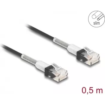 Cabo de rede DeLOCK RJ45 0,5 m Cat.6A UTP preto