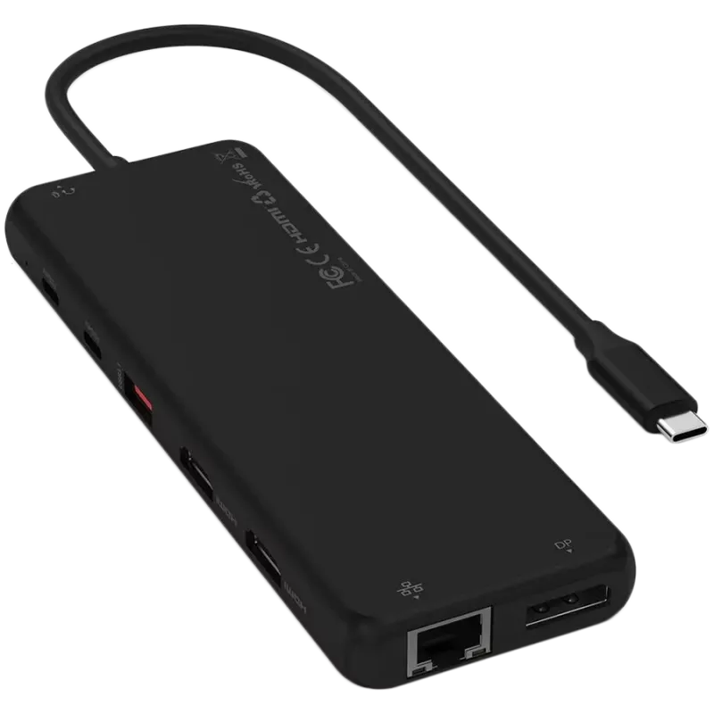 Adaptador multiporta USB-C Satechi ST-P3D13K 13-em-1 com suporte para três ecrãs