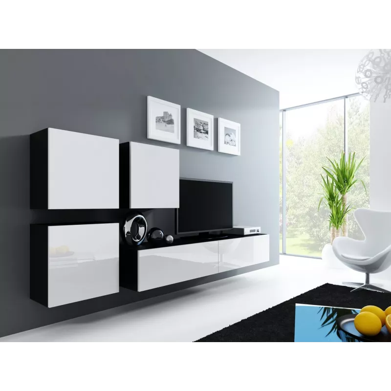 Armário Cama Square VIGO 50/50/30 preto/branco brilhante