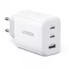 Carregador de parede UGREEN CD275 2× USB Type-C 65W Branco — Carregamento rápido Dual-USB-C 65W, entrada 100–240V