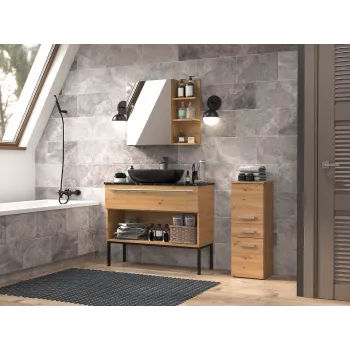 Armário de arrumação de casa de banho Top e Shop NEL V DDS ARTISAN — autónomo, estrutura cor de carvalho, 3 prateleiras, 300×300×850 mm
