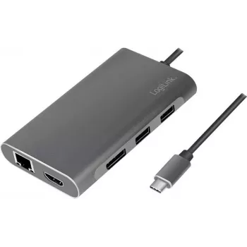 Docking station e replicador de portas para portátil LogiLink Com fios USB 3.2 Gen 1 (3.1 Gen 1) Type-C Prateado (UA0382)