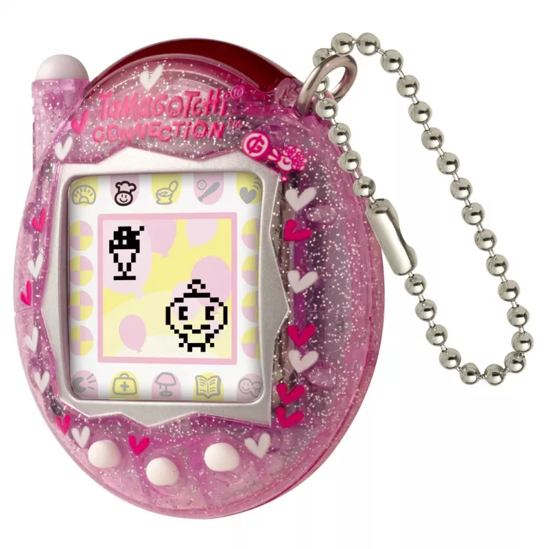 Animal de estimação virtual portátil Bandai Tamagotchi Connection rosa glitter — brinquedo de animal de estimação virtual