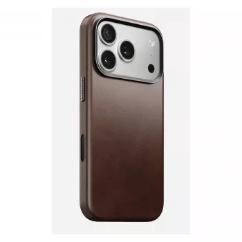Capa para telemóvel Nomad Traditional Leather Case para iPhone 17 Pro, couro/microfibra, compatível com 6,3 polegadas (16 cm), castanho