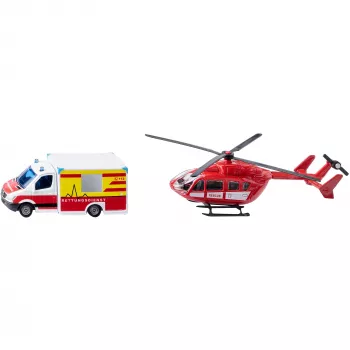 Conjunto de brinquedos Usorteret Siku Mercedes-Benz ambulância e helicóptero conjunto de modelos