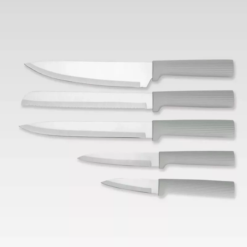 Maestro MR-1412-GREY conjunto de facas com bloco e conjunto de tábuas de corte, cinzento