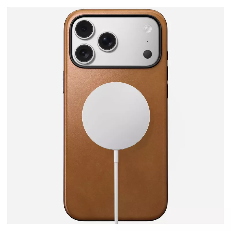 Capa para telemóvel Nomad Modern Leather Case Cover para iPhone 17 Pro Max, 17,5 cm (6,9 polegadas), Tan, couro + PC/TPU