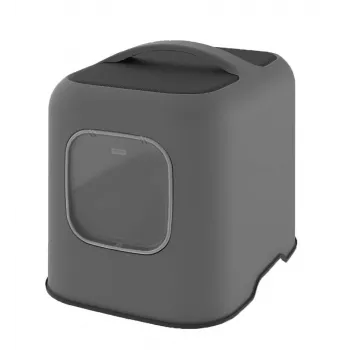 Caixa de areia para gatos Rotho com tampa BIALA, antracite em plástico, 395×510×443 mm com pá