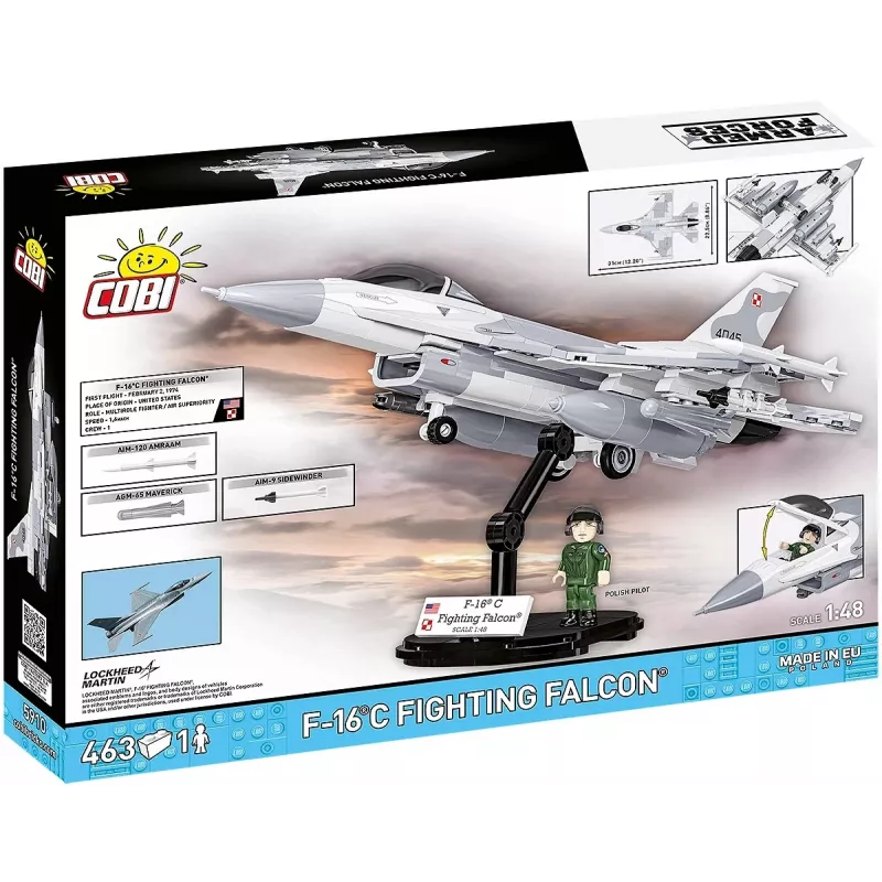 Conjunto de construção Cobi F-16C Fighting Falcon – 463 peças, maquete à escala
