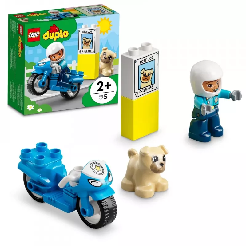 Conjunto de mota de brinquedo LEGO Duplo Polícia 10967 com rodas móveis e figura de polícia