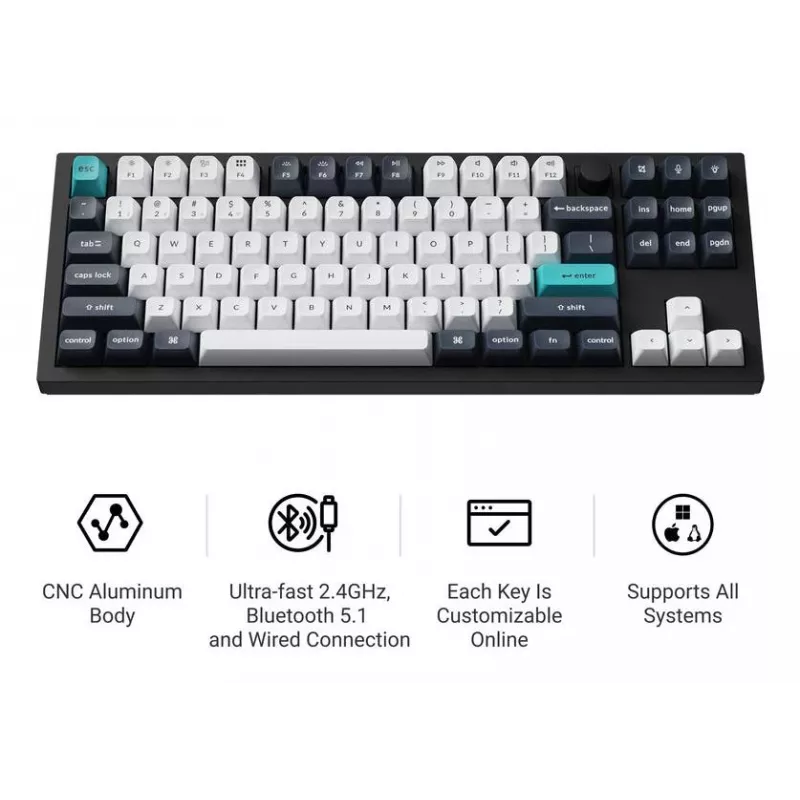 Teclado Wrl Q3 Max RGB/CARBON preto Q3M-M4 Keychron