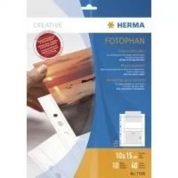Bolsas fotográficas HERMA Fotophan 10x15 cm horizontal branco 10 unid.