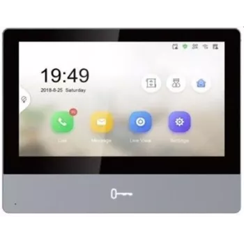 Videoporteiro Hikvision DS-KH8350-TE1 7 inch ecrã tátil IPS, PoE, SIP, slot MicroSD, 1024×600, caixa em alumínio, Preto