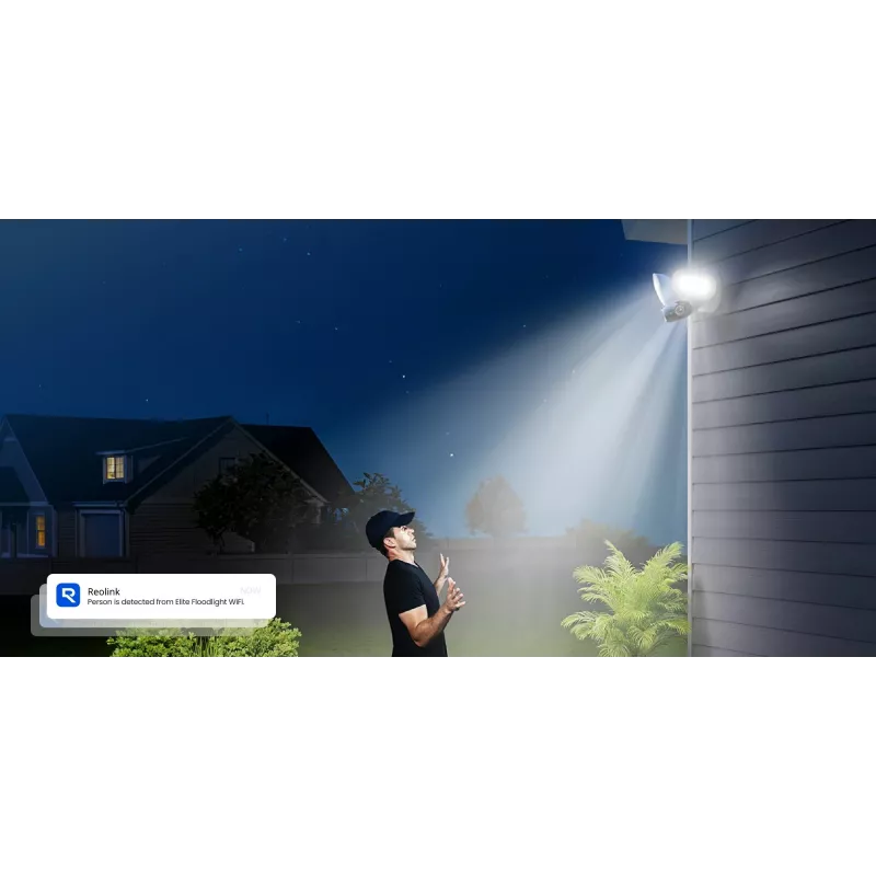 Câmara com projetor exterior Reolink Série Floodlight F751W – 8 MP, lente F2.8mm/F1.6, IP66, Micro SD até 512 GB