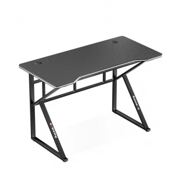 Secretária gaming huzaro Hero 1.6 preta — mesa reta em MDF/carbono 1200×600×750 mm, estrutura metálica