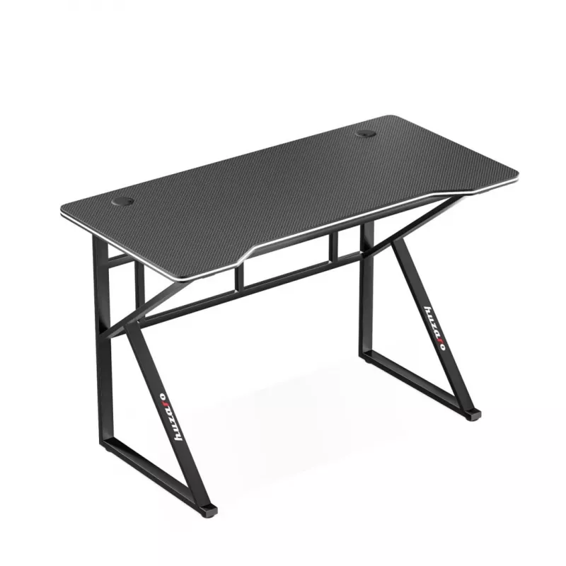 Secretária gaming huzaro Hero 1.6 preta — mesa reta em MDF/carbono 1200×600×750 mm, estrutura metálica