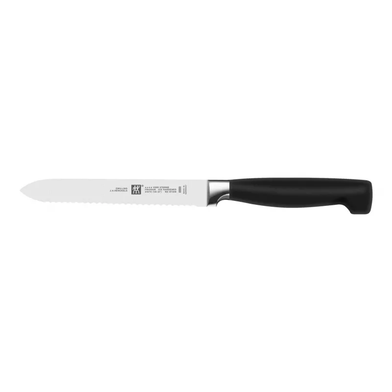 Conjunto de facas e bloco de corte ZWILLING 35145-000-0 — 7 peças, lâminas de aço inoxidável, cabos de plástico, incluindo faca de pão, descascador, faca de cozinha, faca de fatiar, compartimento para tesouras