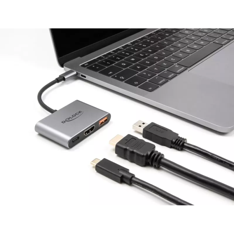 Adaptador de cabo de vídeo DeLOCK 61071 0,1 m USB Type-C USB Type-C USB Type-A HDMI cinzento