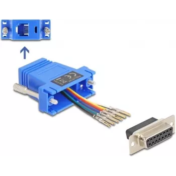 DELOCK D-Sub 15 pinos fêmea para RJ12 fêmea kit de montagem, azul