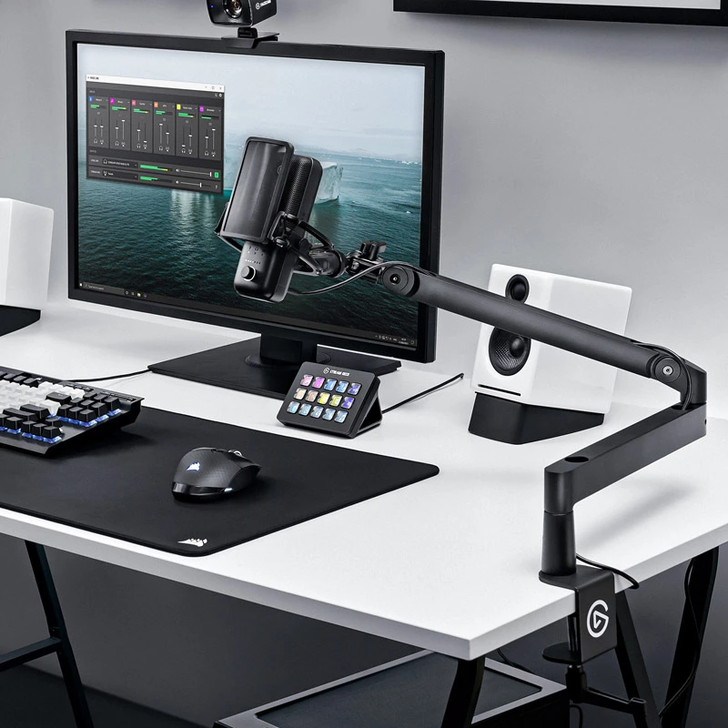 Suporte de microfone para transmissão Elgato Wave Mic Arm LP, montagem em mesa, preto, 1,69 kg