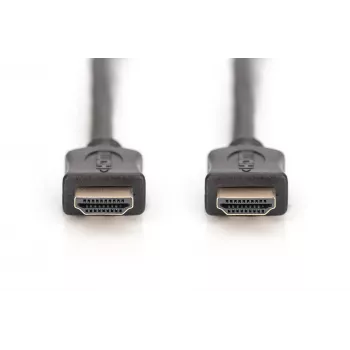 Cabo de ligação HDMI High Speed Assmann, ficha/ficha Tipo A, 10,0 m, com Ethernet, anteriormente HDMI 1.4, UL, preto, dourado (AK-330107-100-S)