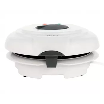 Máquina de waffles Adler AD 3038 – waffle redonda individual, 1500 W, termostato regulável, placas antiaderentes, cinzento/branco