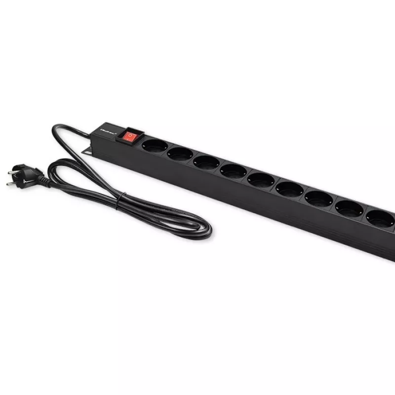 PDU de alumínio Qoltec para RACK | 16A | 16 x Schuko | vertical | 1,8 m
