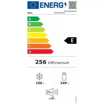 Frigorífico BEKO B1RCNA404W, altura 203,5 cm, classe energética E, NeoFrost, AeroFlow, branco