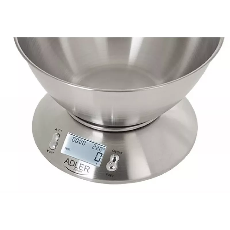 Balança de cozinha eletrónica Adler AD 3134 aço inoxidável redonda