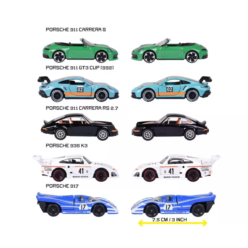 Veículo Porsche conjunto de presente de 5 peças