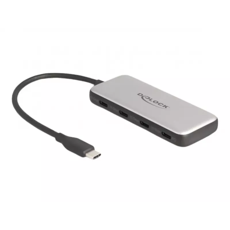 Hub USB 3.2 Gen 1 Type-C DeLOCK 64261 10000 Mbit/s preto cinzento